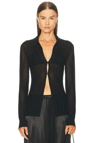St. Agni Textured Knit Shirt in Black | FWRD 