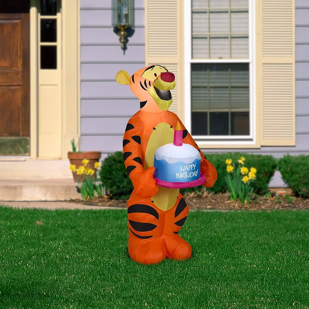 Gemmy Airblown Inflatable Birthday Party Tigger with Cake, 3.5 ft Tall, Orange | Amazon (US)