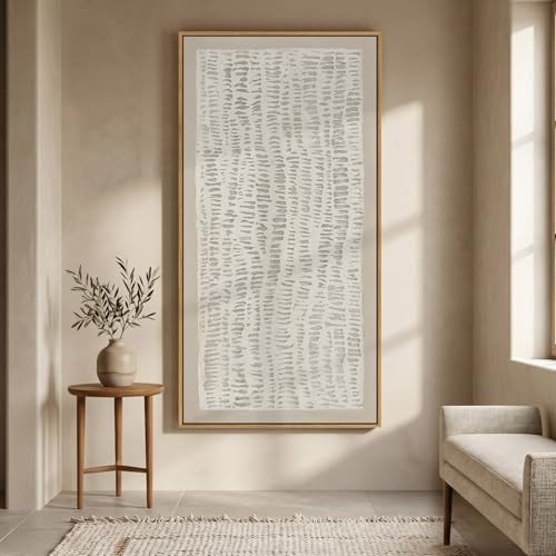 Large Framed Neutral Abstract Wall Art, Beige Minimalist Vertical Canvas Prints Paintings Artwork for Walls, Modern Wabi-Sabi Pictures Wall Decor for Hallway Living Room Bedroom Dining Room, 30x60 In | Amazon (US)