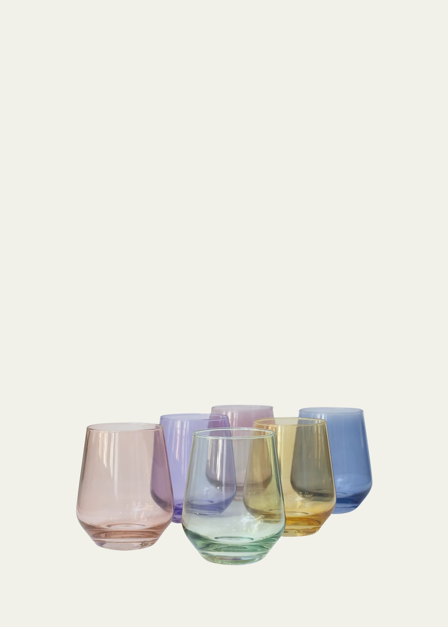 Pastel Mixed Stemless Wine Glasses, Set of 6 | Bergdorf Goodman