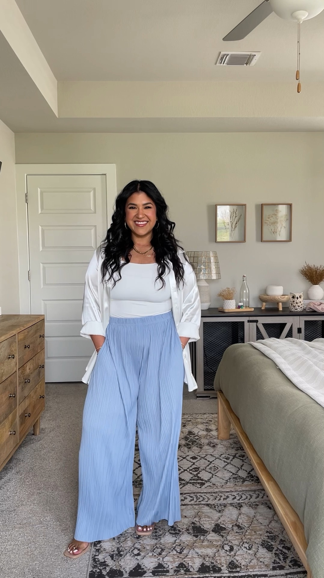 I’m 5’1”, size 10-12 (more often a 12) // wearing a large in all, true to size. These pants are SUPER flowy, stretchy, and light and can easily be dressed up or down. Entire outfit is Amazon. 

#LTKMidsize #LTKPetite #LTKFindsUnder50