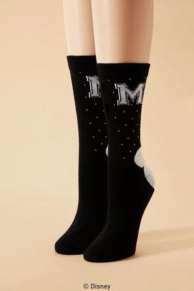 Disney Mickey Mouse Rhinestone Crew Socks | Forever 21