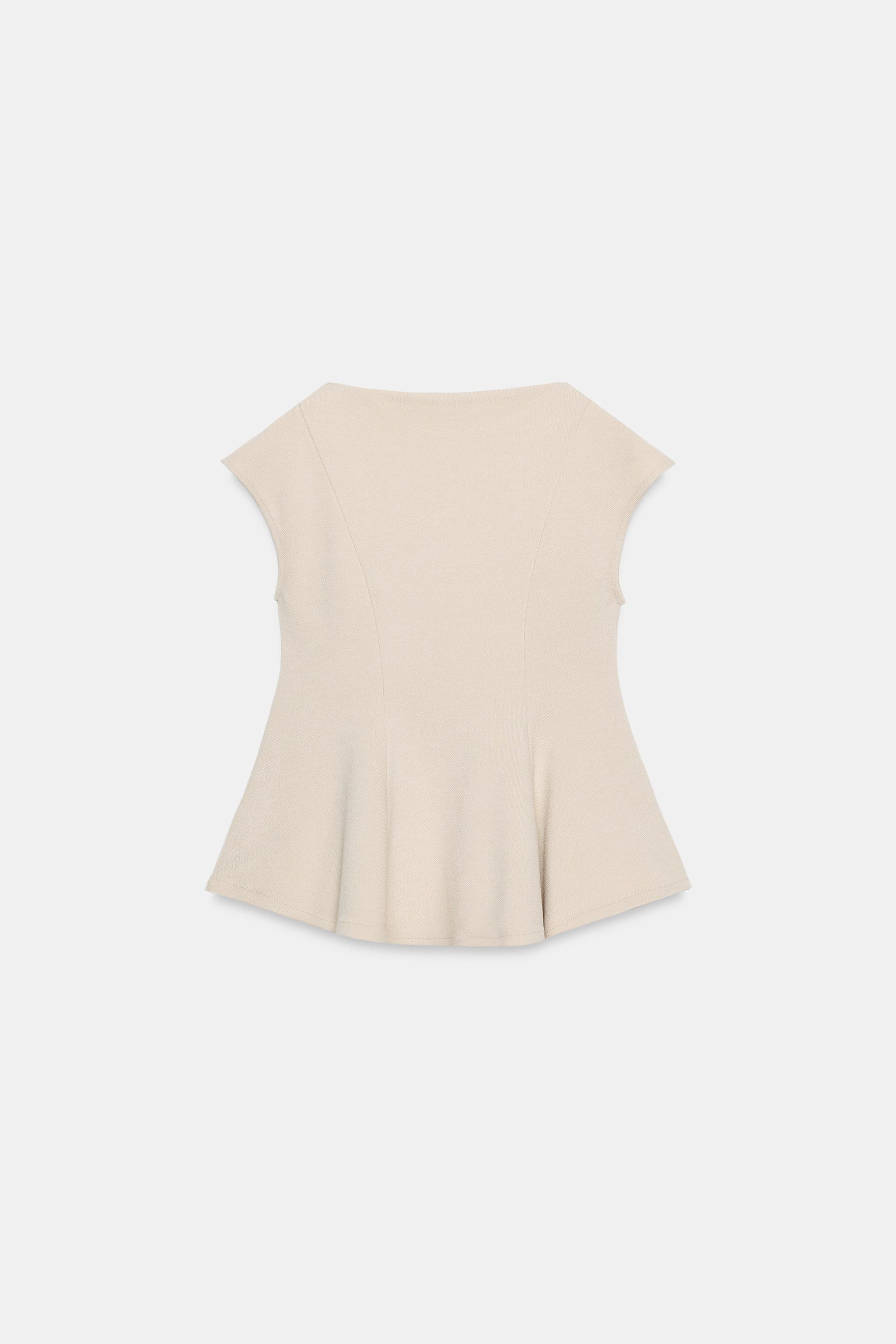 PIQUÉE PEPLUM-TOP MIT KURZARM | Zara DE