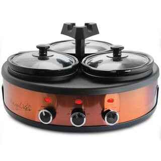 Triple 4.5 Qt. Copper Slow Cooker with Glass Lids | The Home Depot