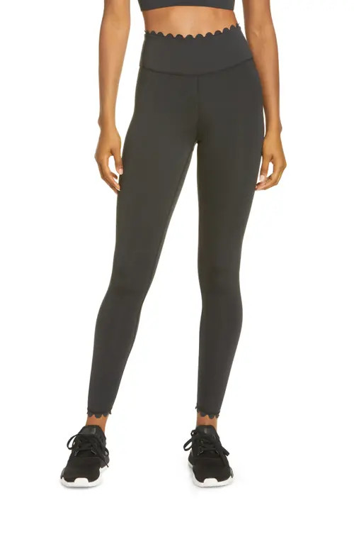 IVL Collective Scallop Active High Waist Leggings in Jet Black at Nordstrom, Size 8 | Nordstrom