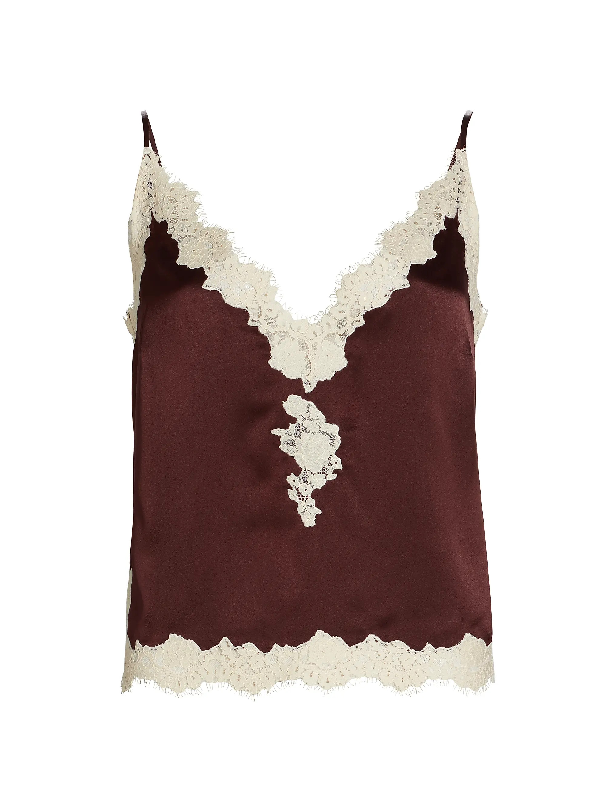 Kira Lace-Trim Silk Camisole | Saks Fifth Avenue