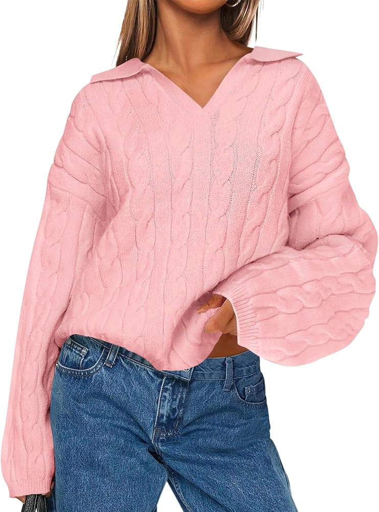 BTFBM Women's Oversized Sweaters Fall Fashion Clothes 2025 Trendy Knit Pullover Casual Long Sleev... | Amazon (US)