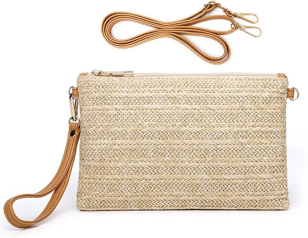 Bycobecy Straw Clutch Purse for Women, Summer Beach Bag Straw Purse Cute Wristlet Wallets, Small ... | Amazon (US)