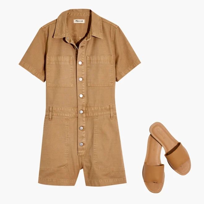 Garment-Dyed Relaxed Coverall Romper | Madewell