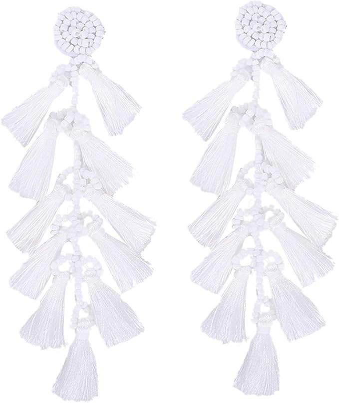Treeable Long Tassel Earrings - Large Boho Statement Fringe Chandelier Dangle Earrings for Women ... | Amazon (US)