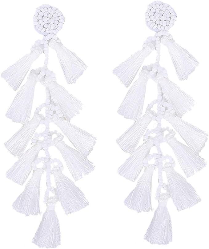 Treeable Long Tassel Earrings - Large Boho Statement Fringe Chandelier Dangle Earrings for Women ... | Amazon (US)