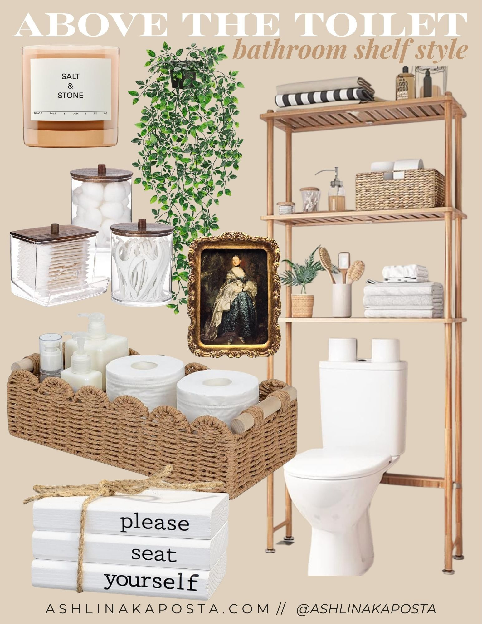 How to decorate above the toilet shelf in your bathroom  

 #LTKmomlife #LTKselfcare #LTKHome