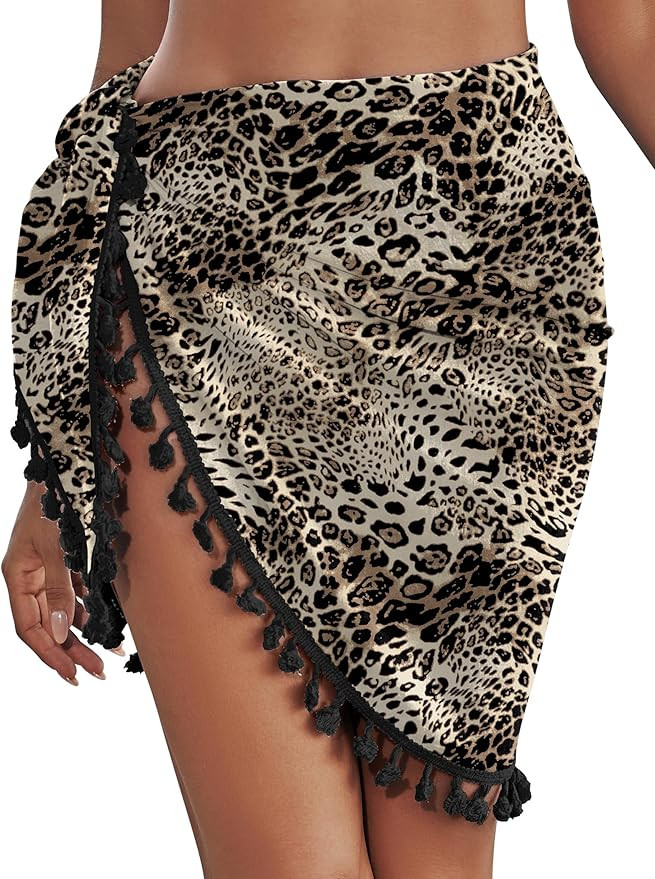 AI'MAGE Sarong Wraps for Women Swimsuit Coverups Beach Bathing Suit Cover Up Tassels Bikini Short... | Amazon (US)