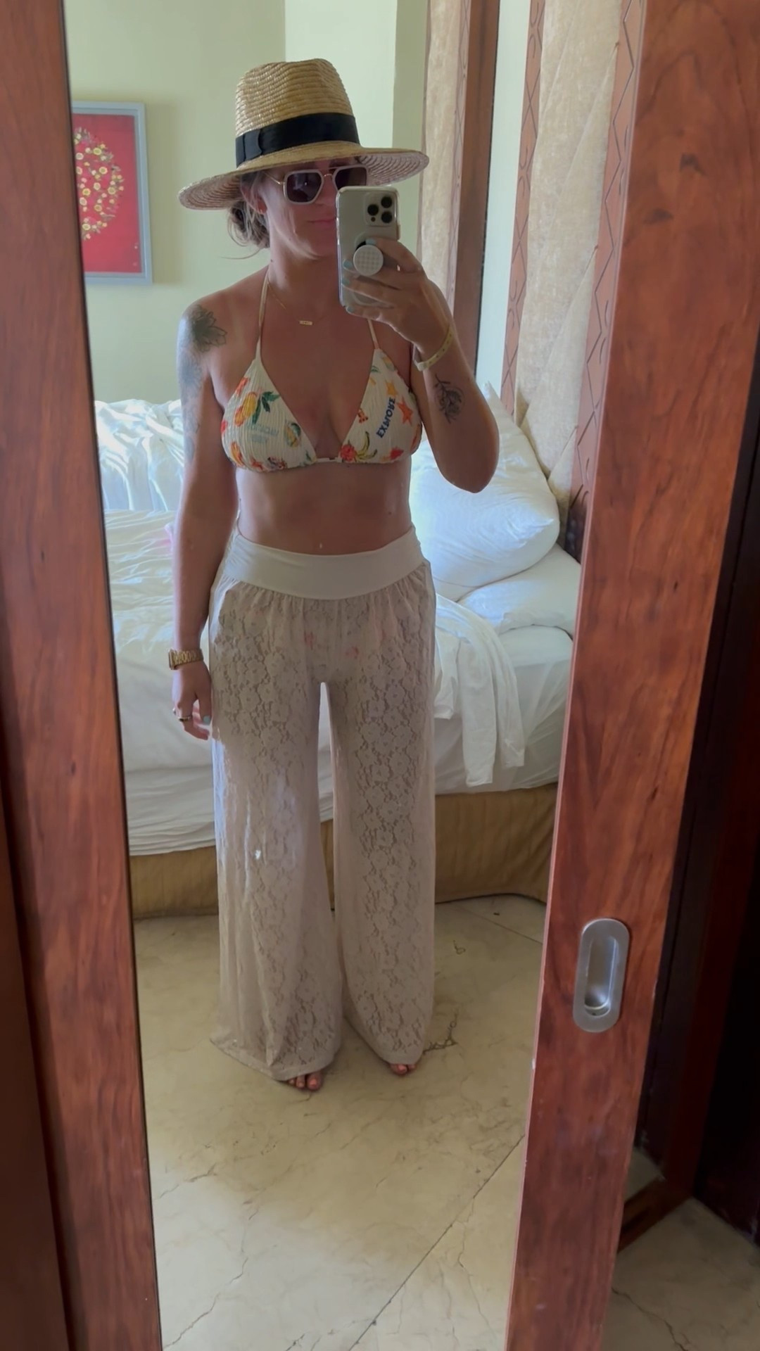 Resort wear - large swimsuit (both pieces) medium tall pants, large hat  

#LTKMidsize #LTKSwim #LTKTravel