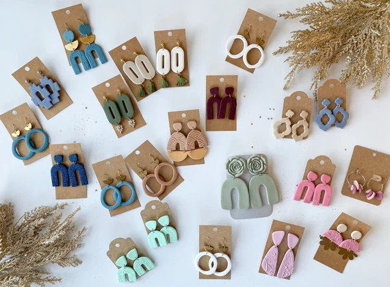 Clay Earrings- MYSTERY DANGLE EARRINGS- Handmade, Lightweight Polymer Clay Earrings // Polymer Ea... | Etsy (US)