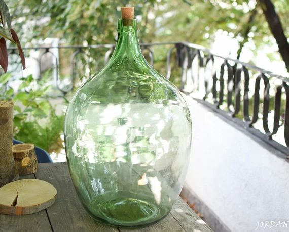 Vintage Large Green Glass Demijohn 25 liters//wine Demijohns//French glass demijohn carboy wine b... | Etsy (US)