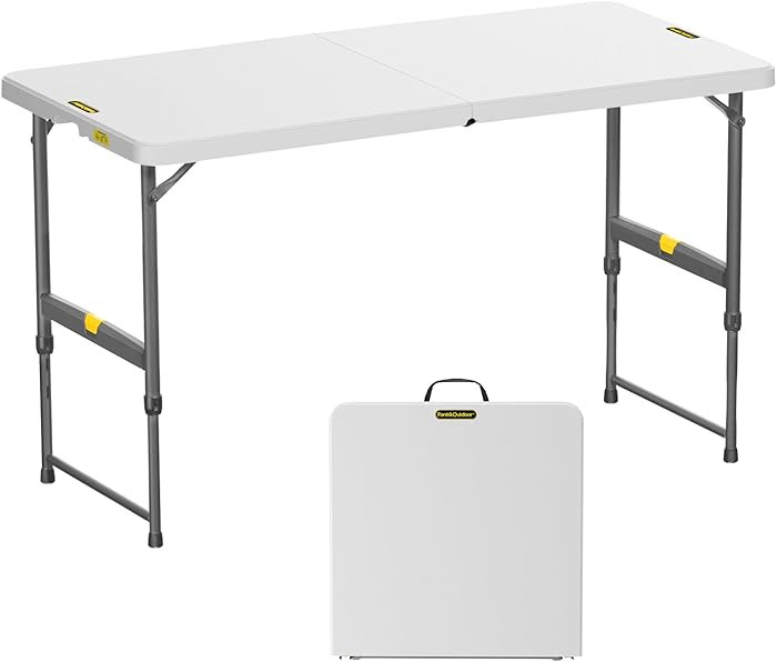 FanttikOutdoor 4ft Portable Folding Table, One-Handed Height Adjustment, 4 Heights, Gravity Lock,... | Amazon (US)