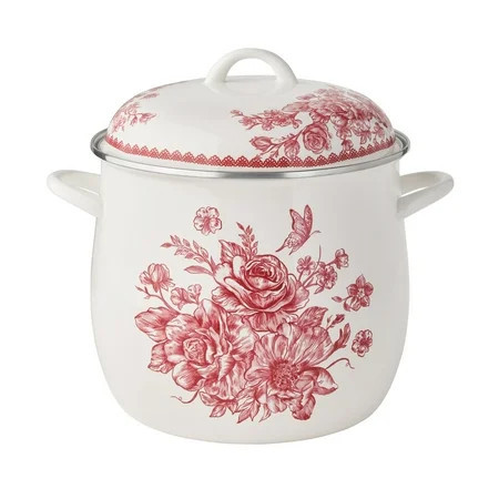 The Pioneer Woman Agatha 12-Quart Enamel on Steel Stock Pot with Lid, Red | Walmart (US)