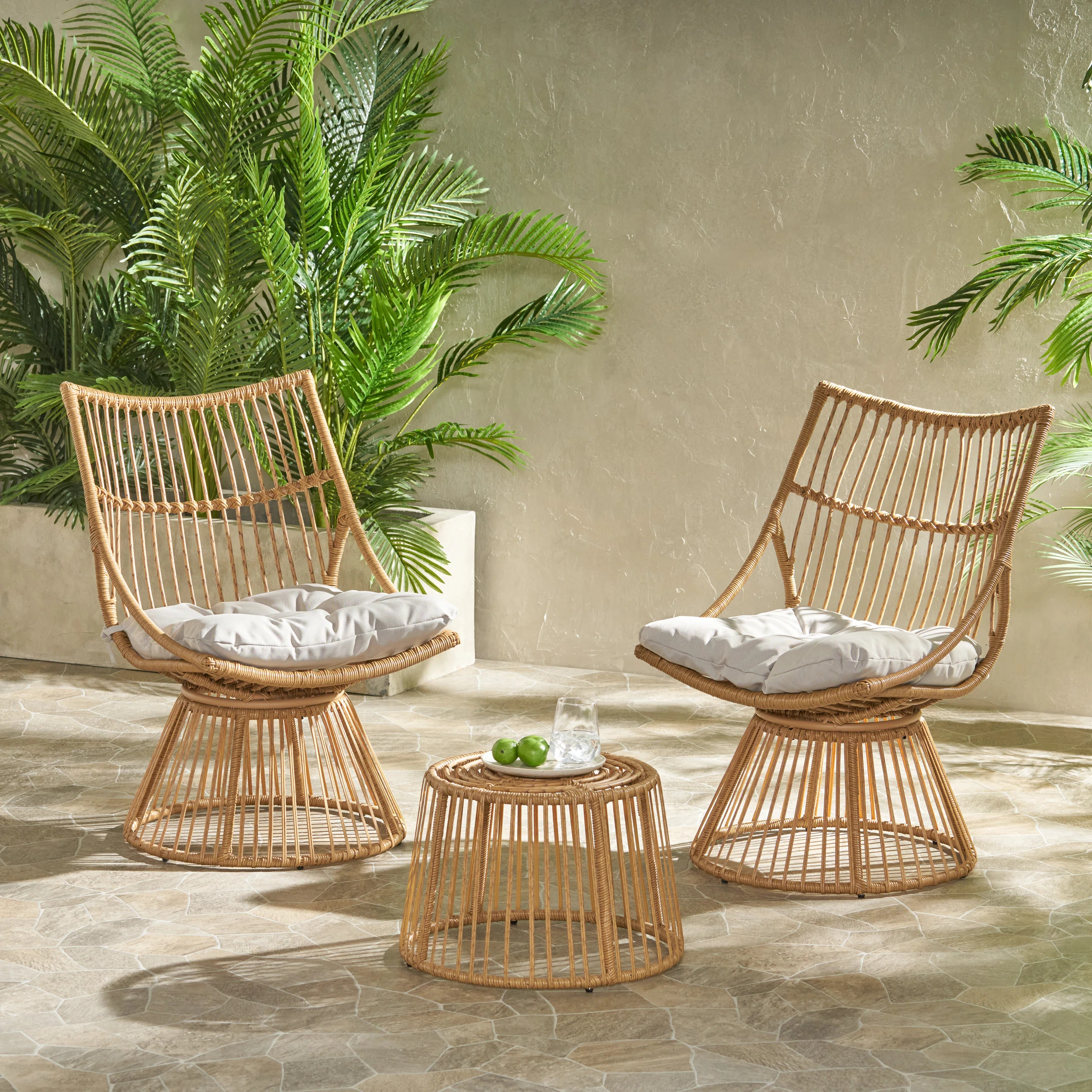 Fiona Outdoor Wicker 2 Seater Chat Set With Cushion | Wayfair North America