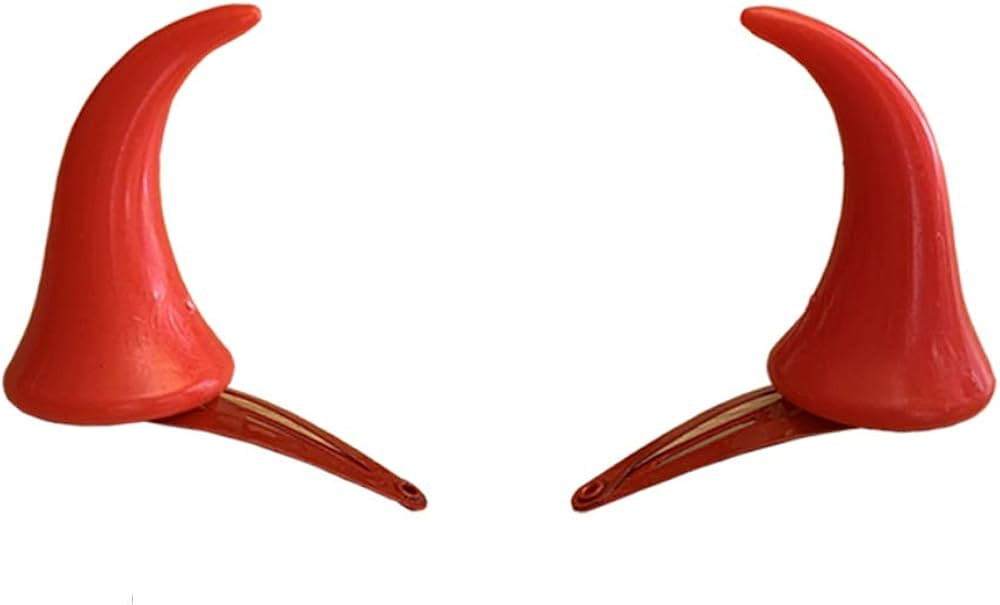 Secaden Devil Horns Hair Clip Halloween Cosplay Costume Headwear Accessories Party Dress Up (Red) | Amazon (US)