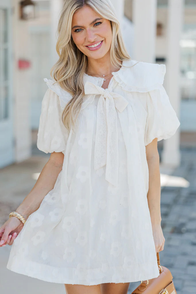 The Peaceful Cream Textured Babydoll Dress | The Mint Julep Boutique