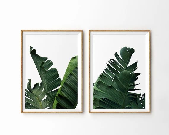 Banana Leaf Print Set of 2 Prints Tropical Leaf Print Botanical Print Tropical Wall Decor Printab... | Etsy (US)