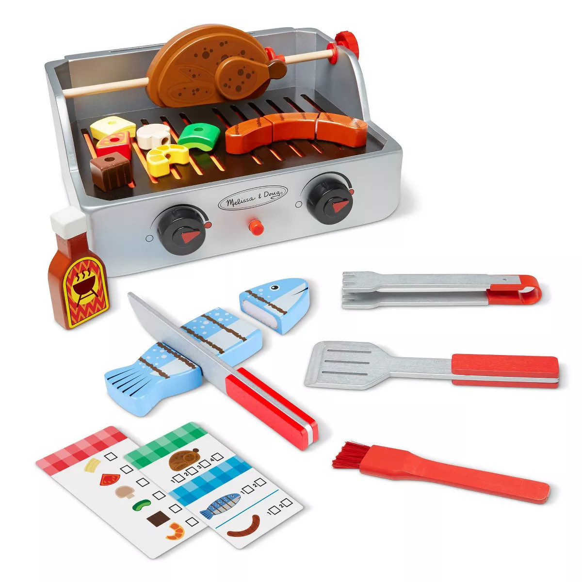 Melissa & Doug Rotisserie and Grill Wooden Barbecue Play Food Set (24pc) | Target