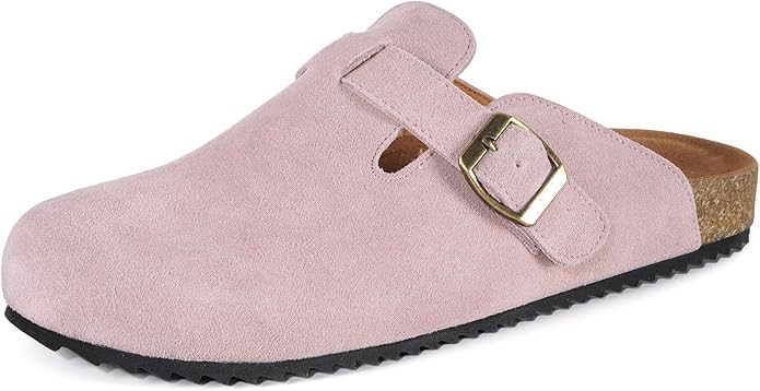 Intini Womens Suede Clogs Mens Leather Mules Cork Footbed Sandals with Arch Support | Amazon (US)
