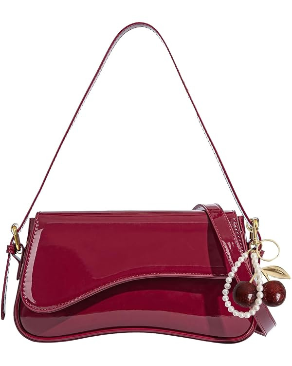 Purses for Women Trendy, Y2K Faux Leather Clutch Purse with Cherry Pendant,Crossbody Shoulder Bag... | Amazon (US)