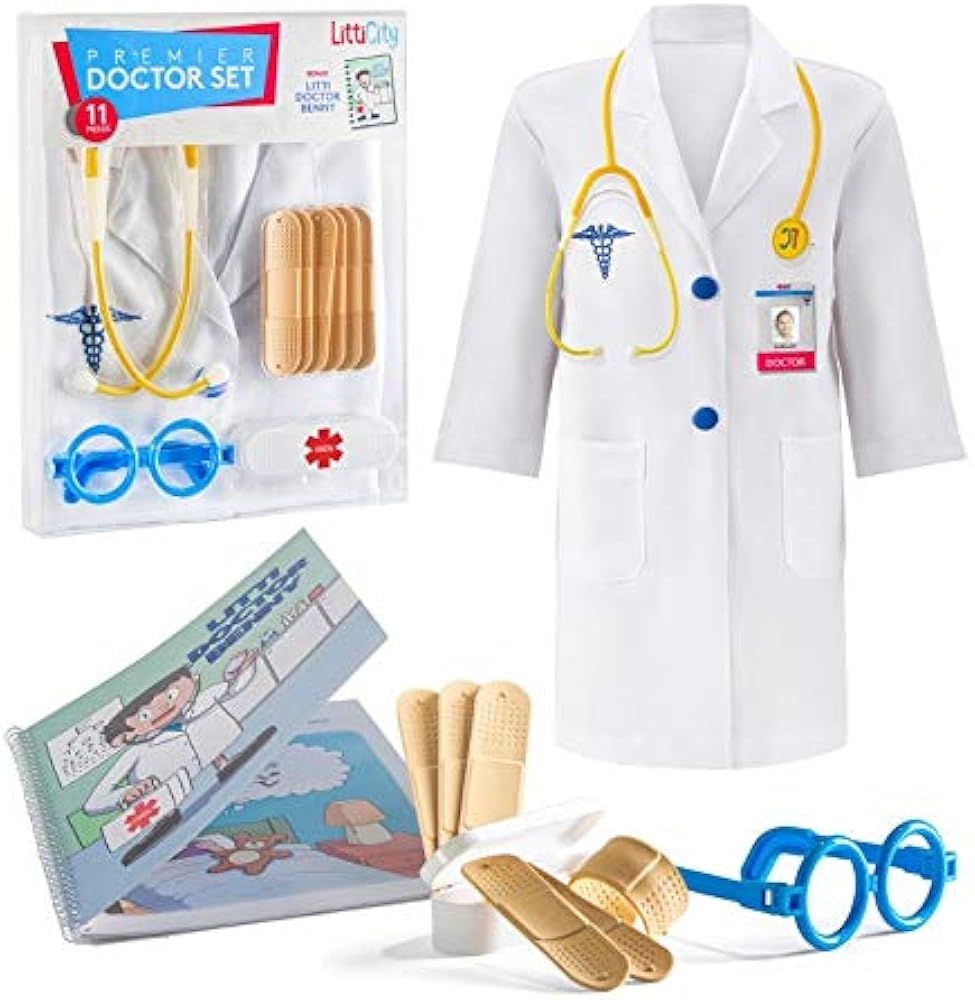 Litti City Doctor Kit for Kids - Complete Doctor / Vet Accessories with White Doctor Coat, Stetho... | Amazon (US)