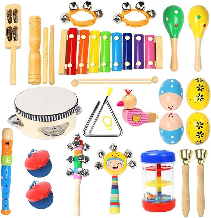 Toddler Musical Instruments Ehome 15 Types 22pcs Wooden Percussion Instruments Toy for Kids Presc... | Amazon (US)