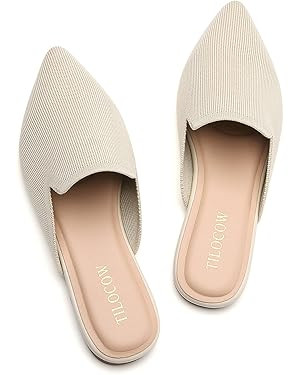 Tilocow Knit Mules for Women Flats Pointed Toe Mesh Ballet Flat Womens Slip On Slides Walking Sho... | Amazon (US)
