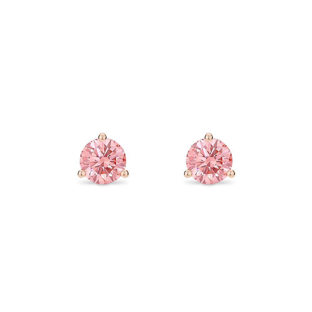 LIGHTBOX Lab-Grown Pink Round Diamond Solitaire Martini Stud Earrings in 14k Rose Gold (1 ct. tw.)"" | Blue Nile