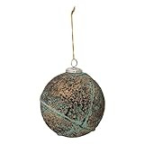 Creative Co-Op Embossed Glass Ball Ornament, Green and Heavily Distressed Antique Gold Finish | Amazon (US)