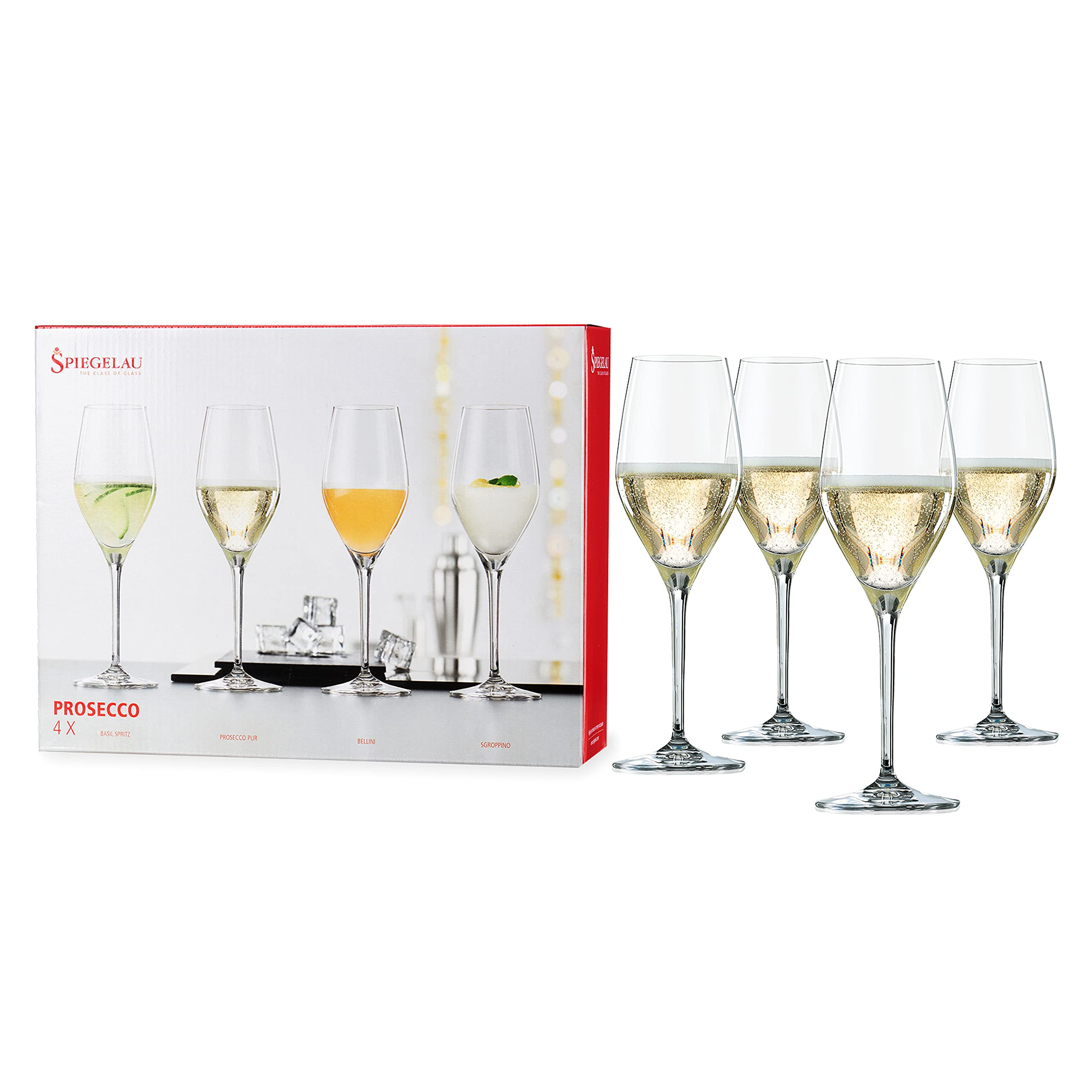Spiegelau Prosecco Wine Glasses Set of 4 - European-Made Crystal, Classic Stemmed, Dishwasher Saf... | Amazon (US)