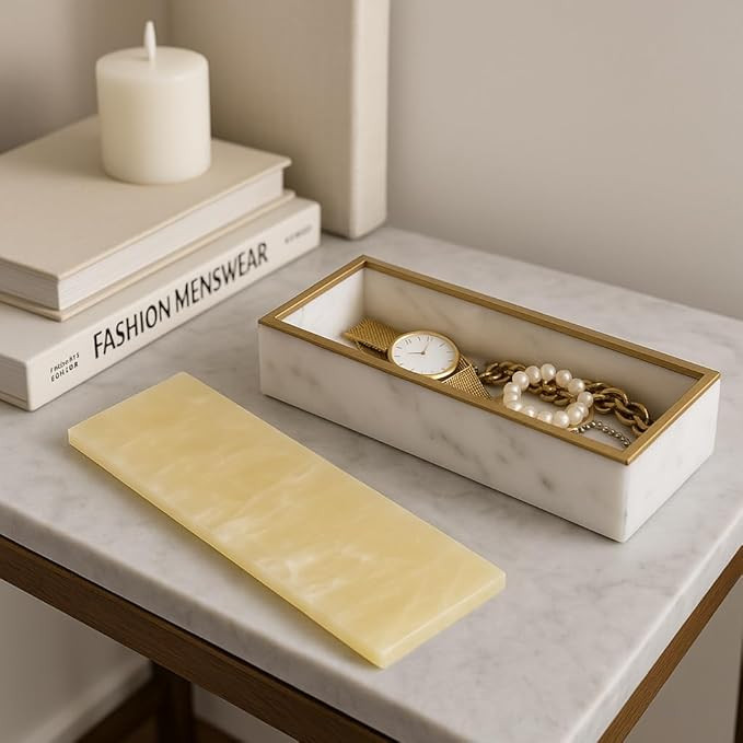 Decorative Box for Home Decor with Lid – Rectangular Home Organizer for Accessories – Long Ma... | Amazon (US)