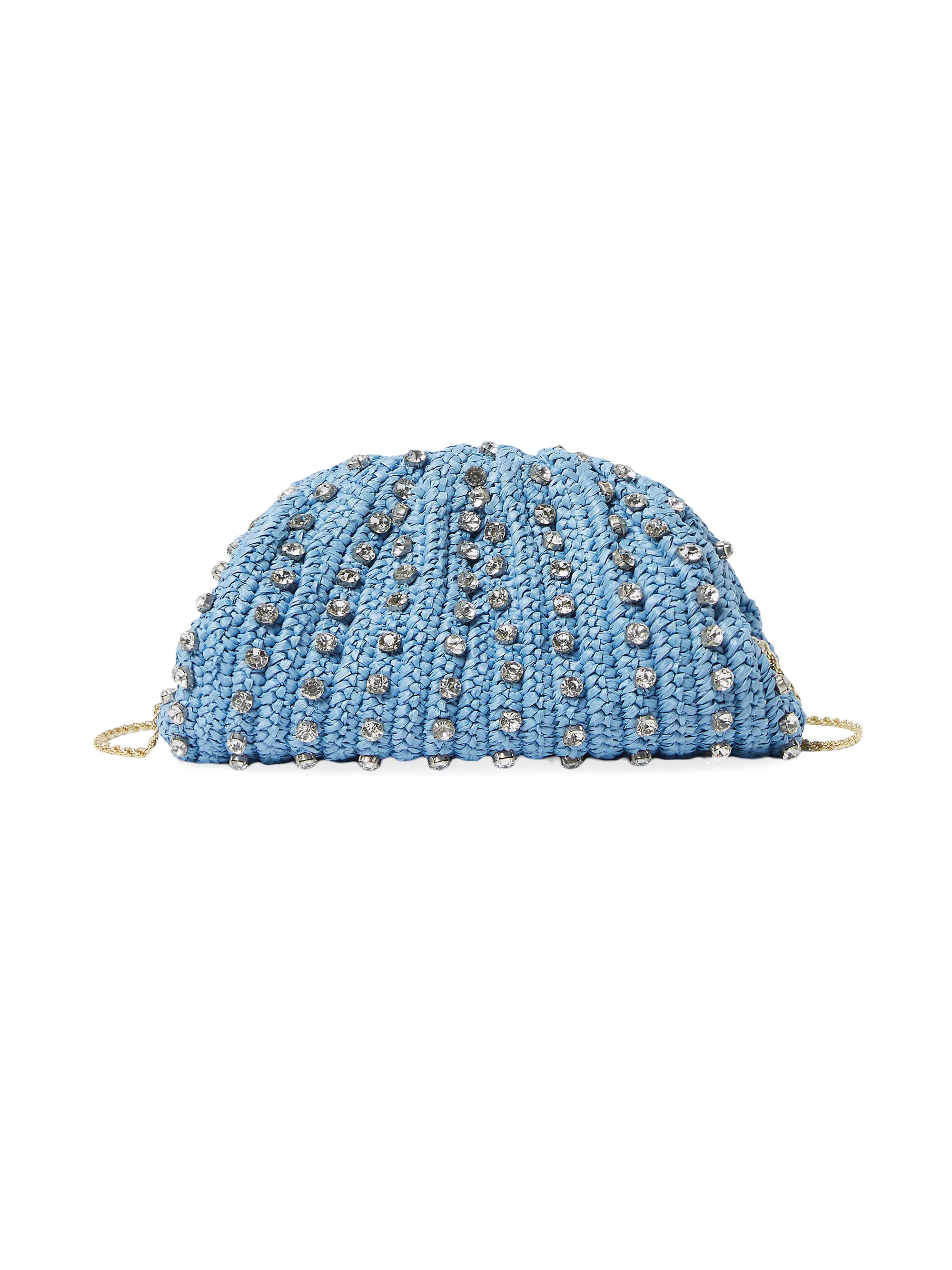 BlueStyleBLUENATURALWHITEAll Crossbody BagsLoeffler RandallBailey Crystal-Embellished Raffia Bag$... | Saks Fifth Avenue