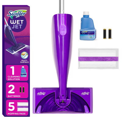 Swiffer WetJet Floor Mop Starter Kit (1 Spray Mop, 5 Mopping Pads, 1 Floor Cleaner Liquid Solution) | Target