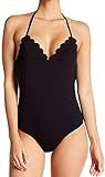 Jessica Simpson Women's Scalloped V-Wire One Piece Swimsuit Black Medium | Amazon (US)