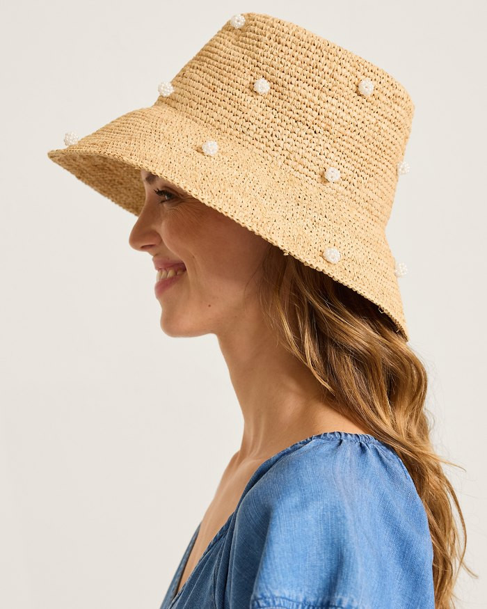 Crochet Raffia Bell Pearl Bucket Hat | Tommy Bahama