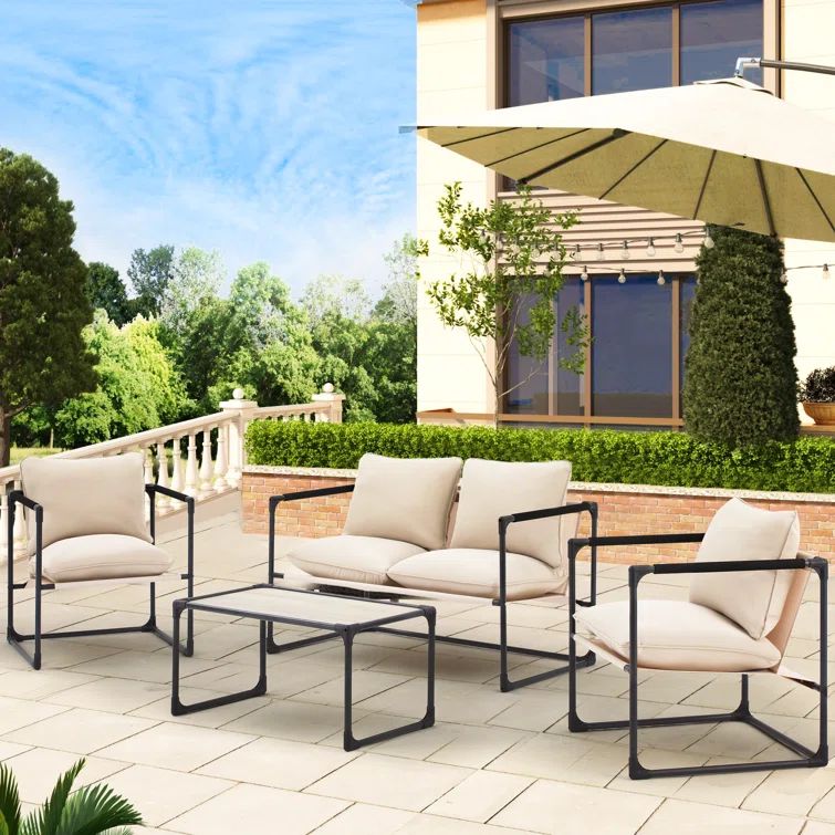 Nashelly 4 - Person Outdoor Seating Group with Sunbrella Cushions | Wayfair North America