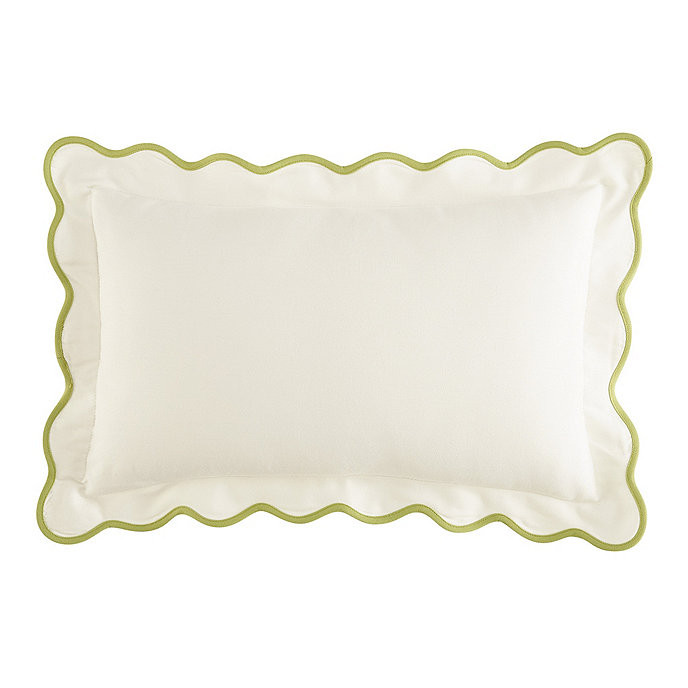 Scalloped Outdoor Solid Throw Pillow Cover with Piping & Insert | Ballard Designs, Inc.