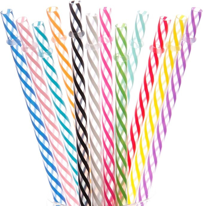 Dakoufish 12 Piece 11 Inch Reusable Plastic Thick Drinking Straws BPA Free Mason Jar Straws Trans... | Amazon (US)