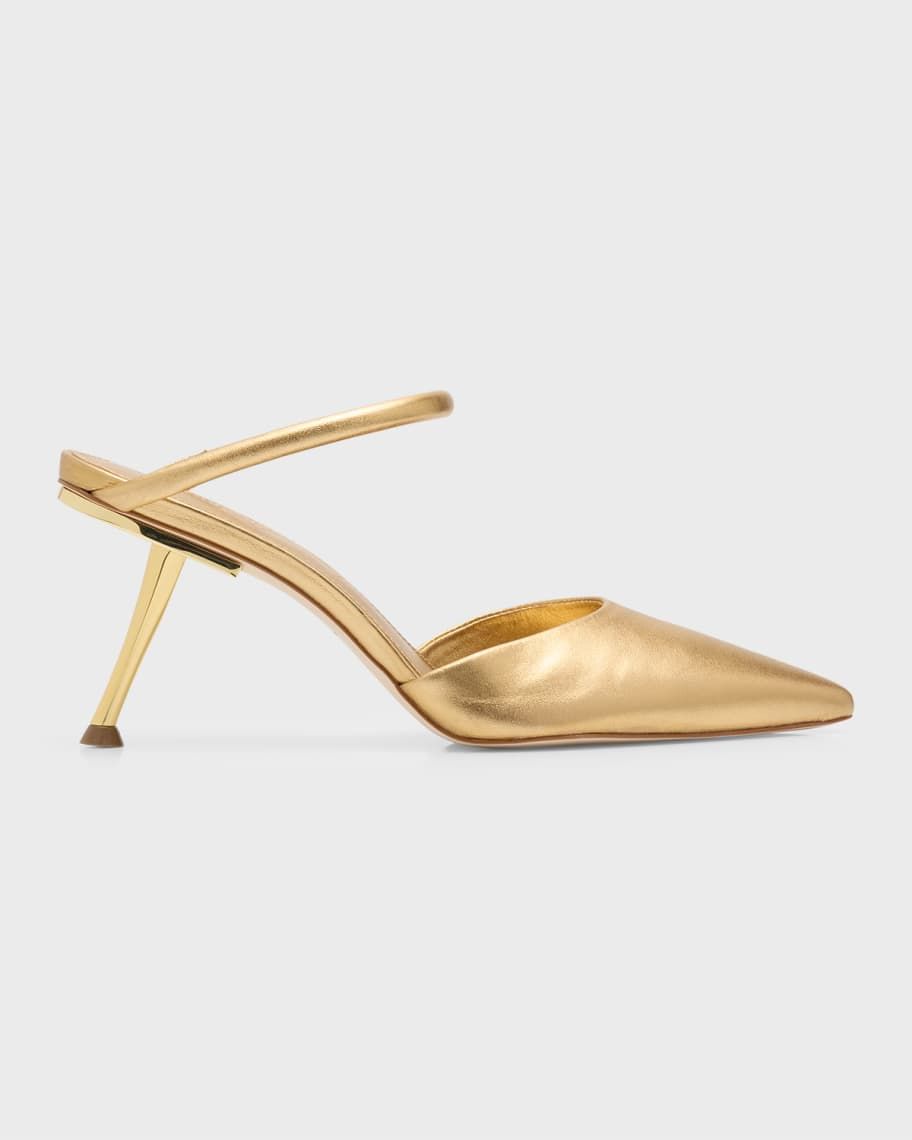 Tasha Metallic Stiletto Mule Pumps | Neiman Marcus