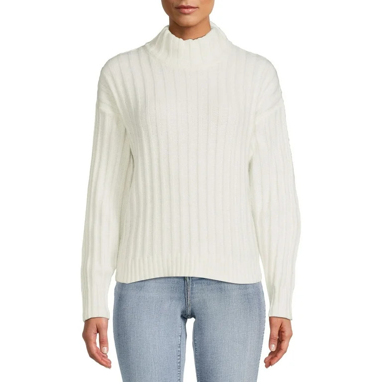 Time and Tru Women's Ribbed Mock Neck Sweater Sweater | Walmart (US)