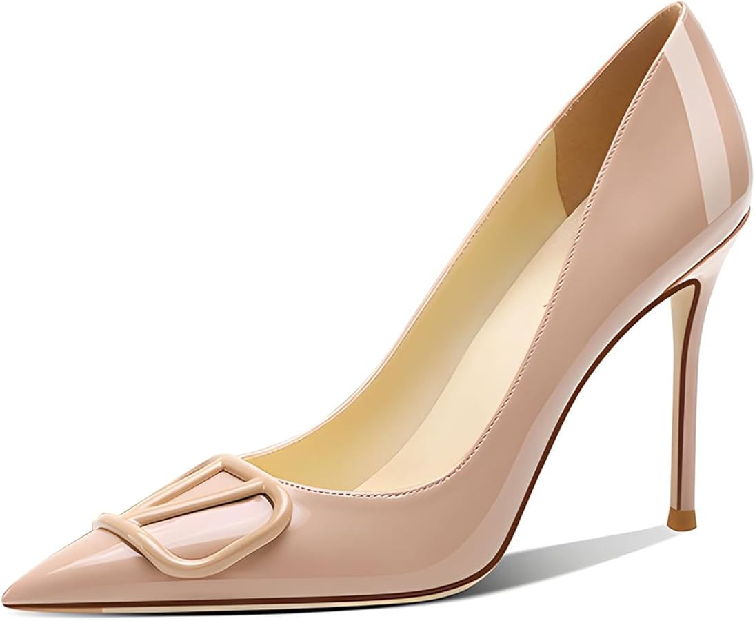 Zapatos de tacón de aguja con punta de 3.9 pulgadas para mujer, elegantes tacones altos para fie... | Amazon (US)