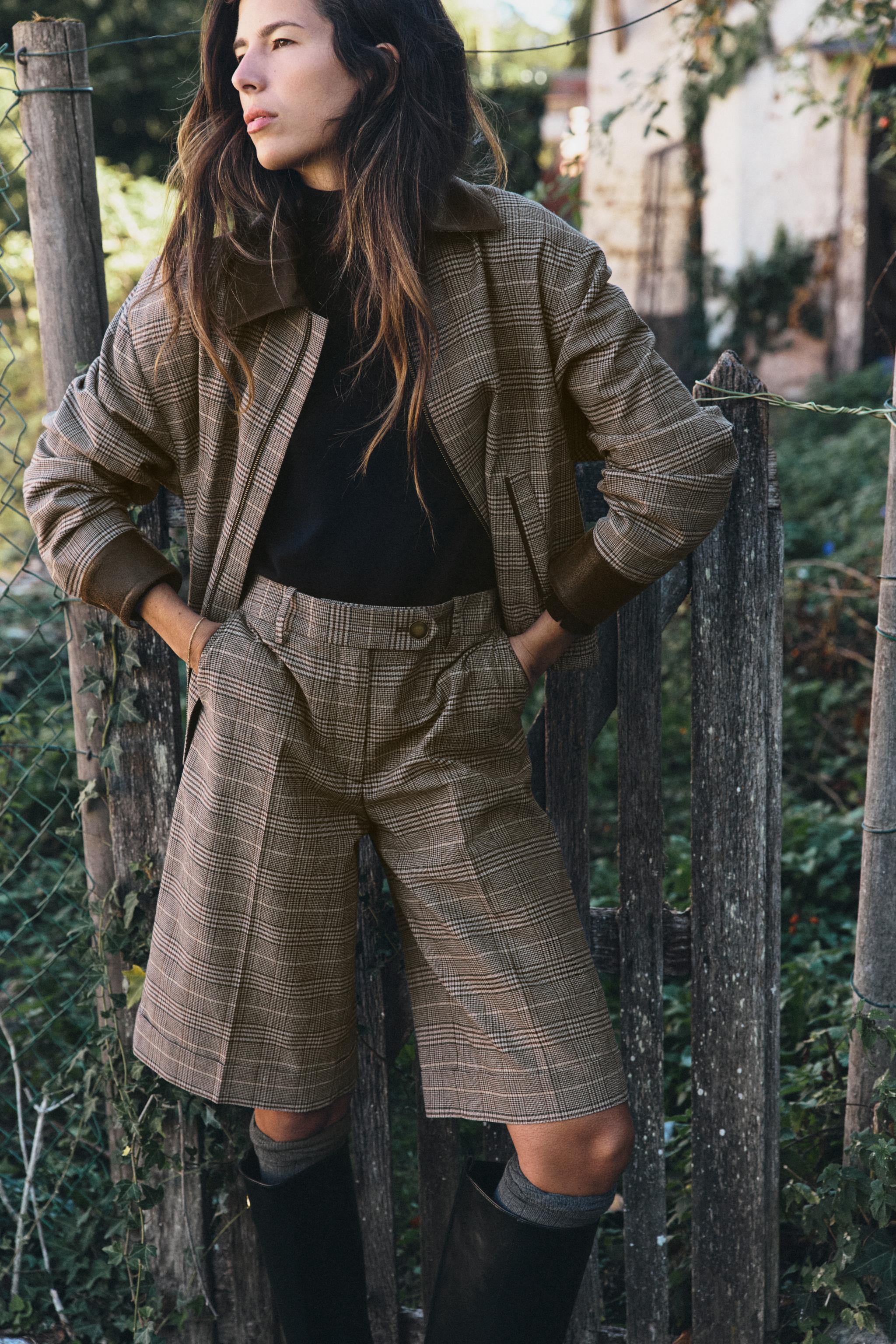 HOUNDSTOOTH CONTRAST BOMBER JACKET | Zara UK