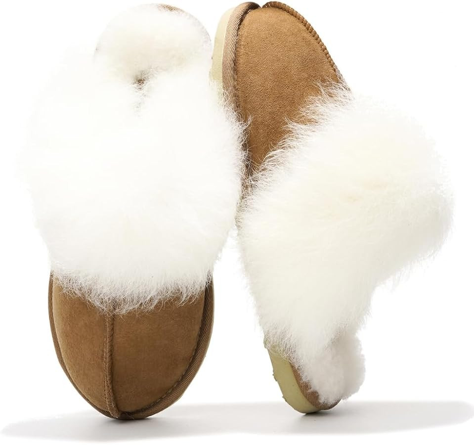 Project Cloud House Slippers for Women - 100% Sheepskin Upper & Dyed Sheep Fur - Memory Foam Wome... | Amazon (US)