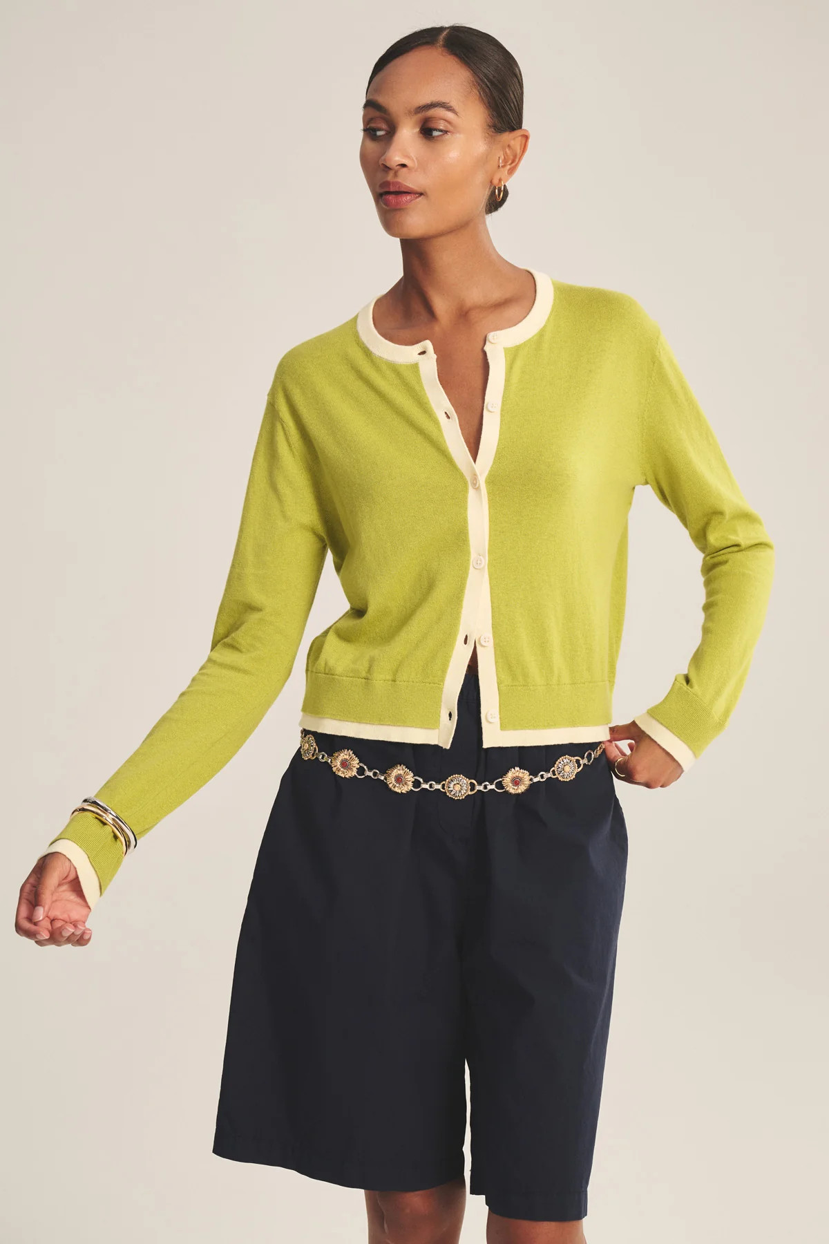 SAYLOR LUXE COTTON CASHMERE LONG SLEEVE BUTTON FRONT CARDIGAN | Velvet by Graham & Spencer