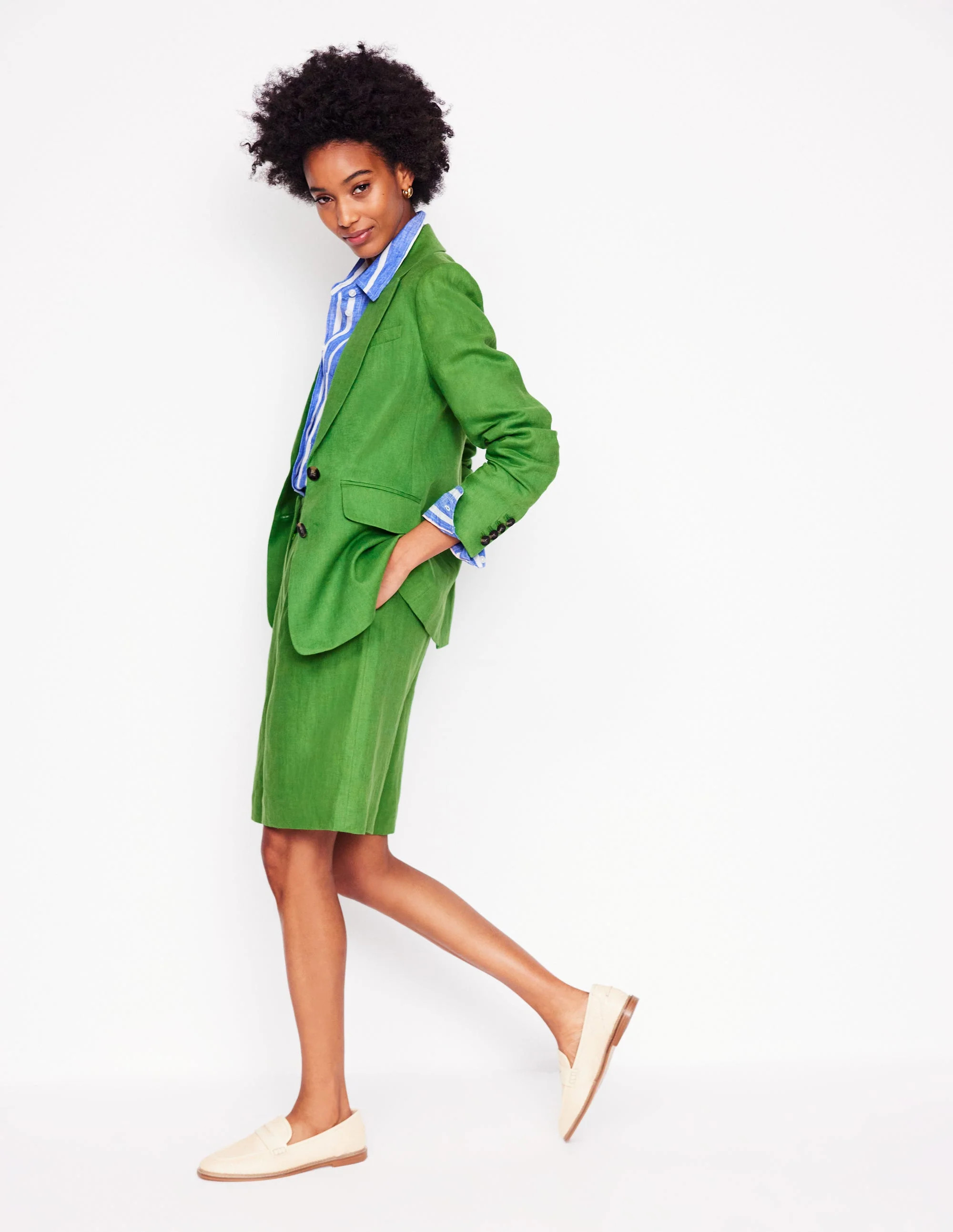 Stamford Linen Blazer-Iguana Green | Boden (US)